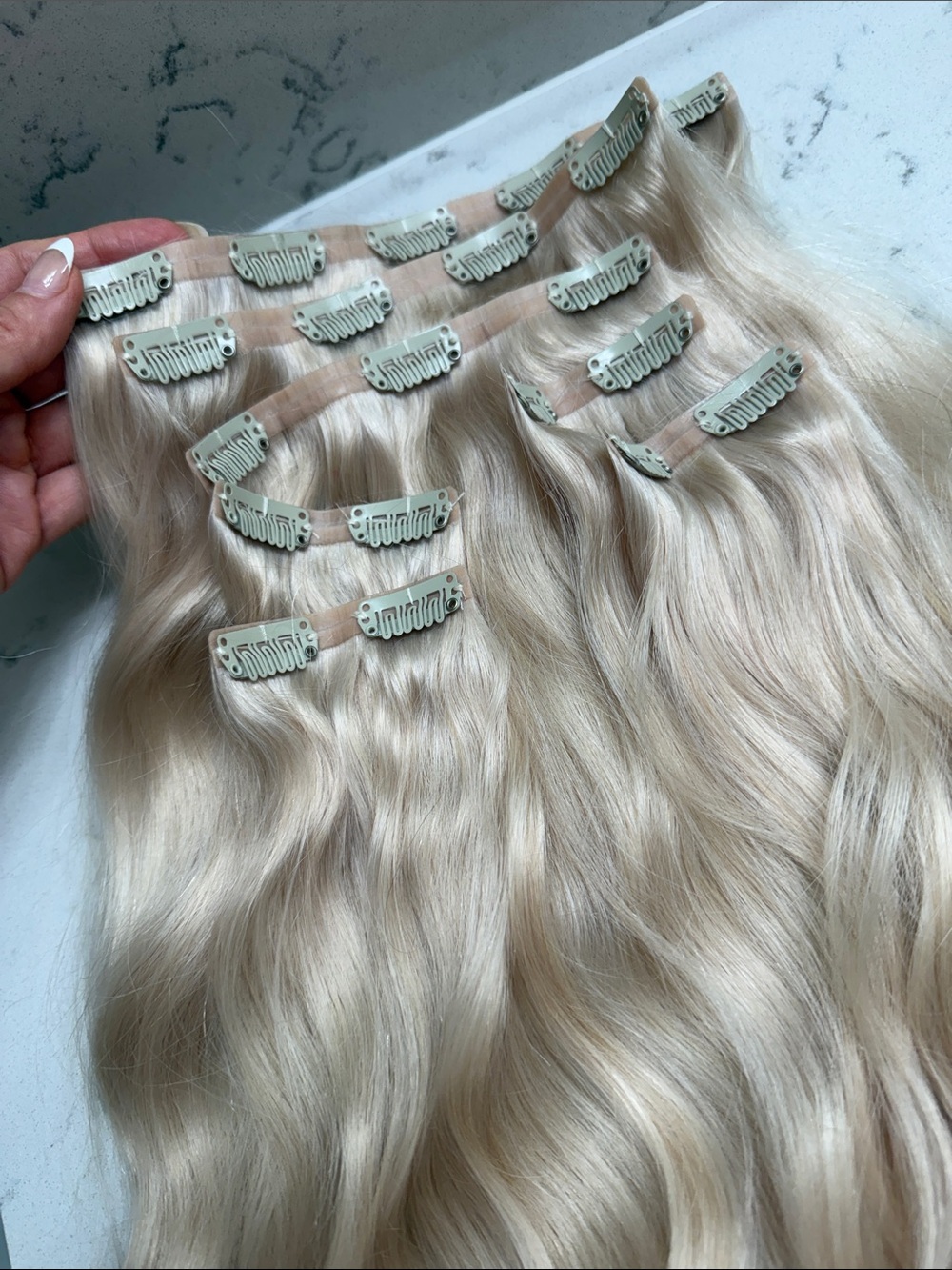 Blonde Clip-In Hair Weft Extension - Invisible Seam - Picture 3 of 8
